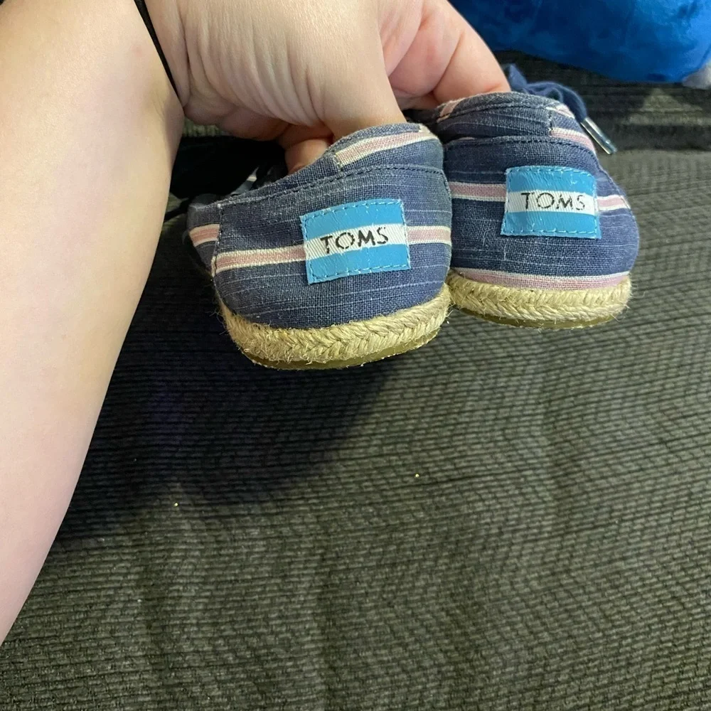Toms Blue and White Striped Sneakers